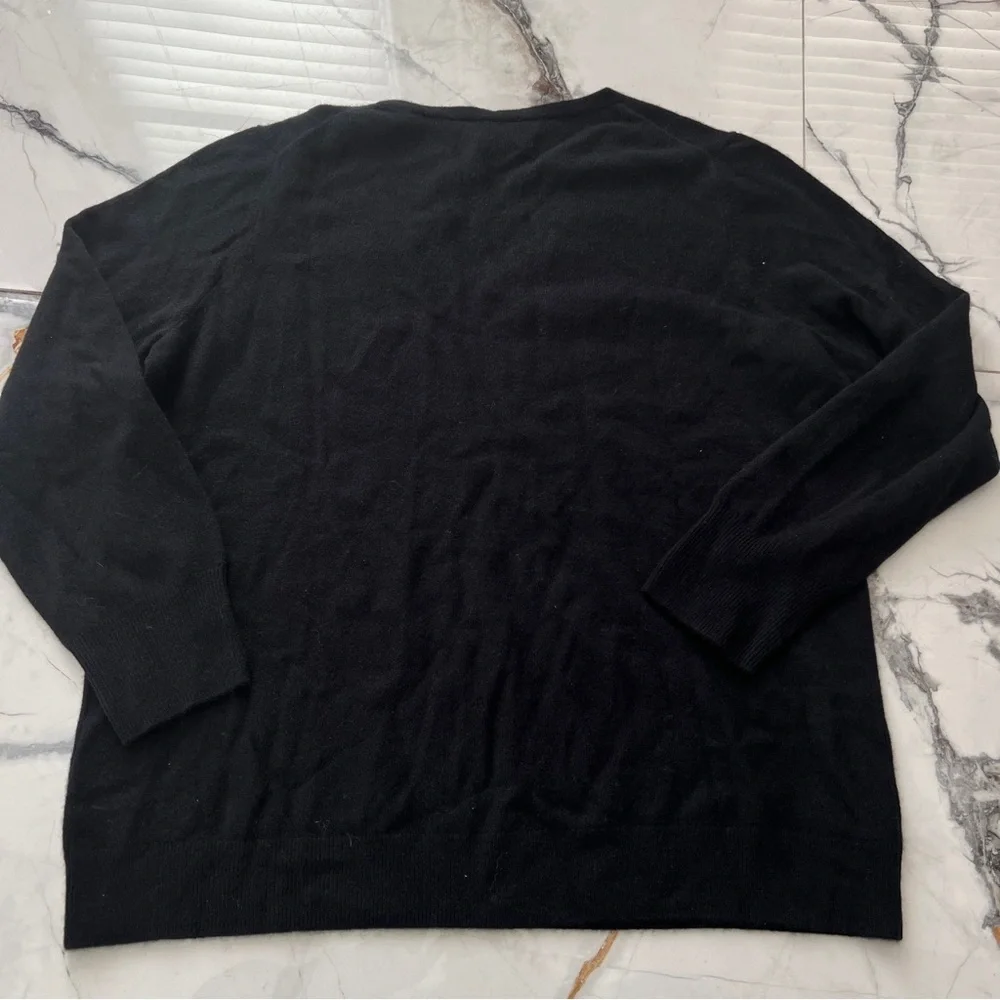 NWT Chico's Elegant Relaxed Black V-Neck 100% Cashmere Sweater Women’s XL - Picture 4 of 9